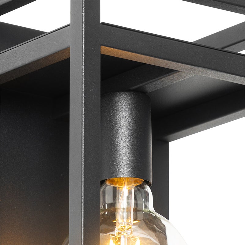 Industriële wandlamp, zwart met frame - Cage Rack