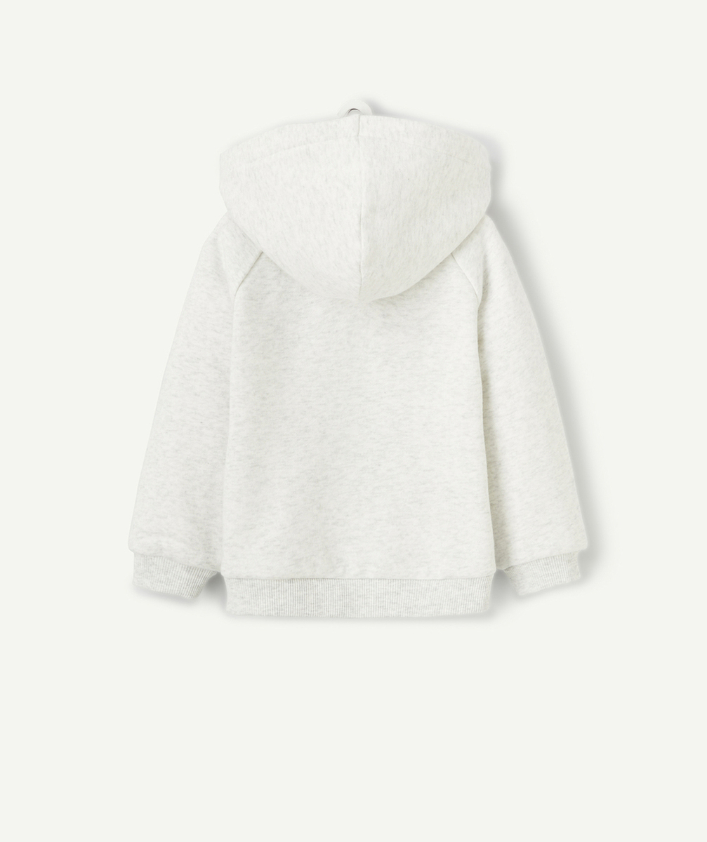 SWEAT À CAPUCHE BÉBÉ GARÇON EN FIBRES RECYCLÉES GRIS CHINÉ THÈME MUSICIENS