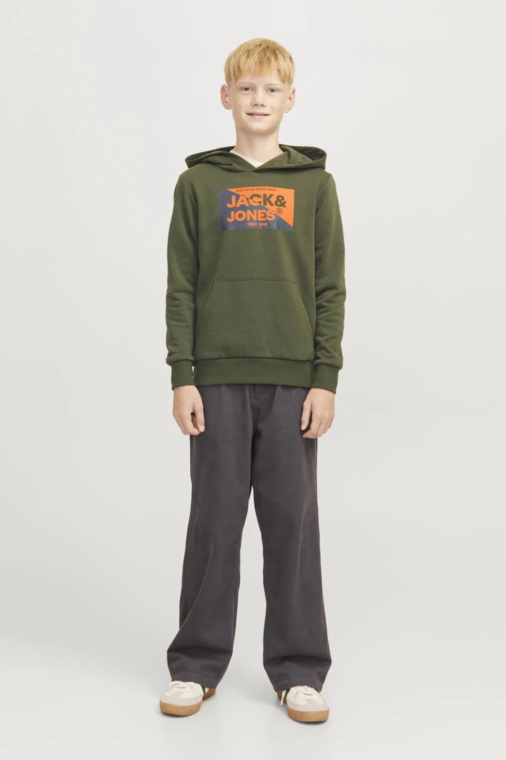 JACK & JONES hoodie JJNOLAN met logo armygroen