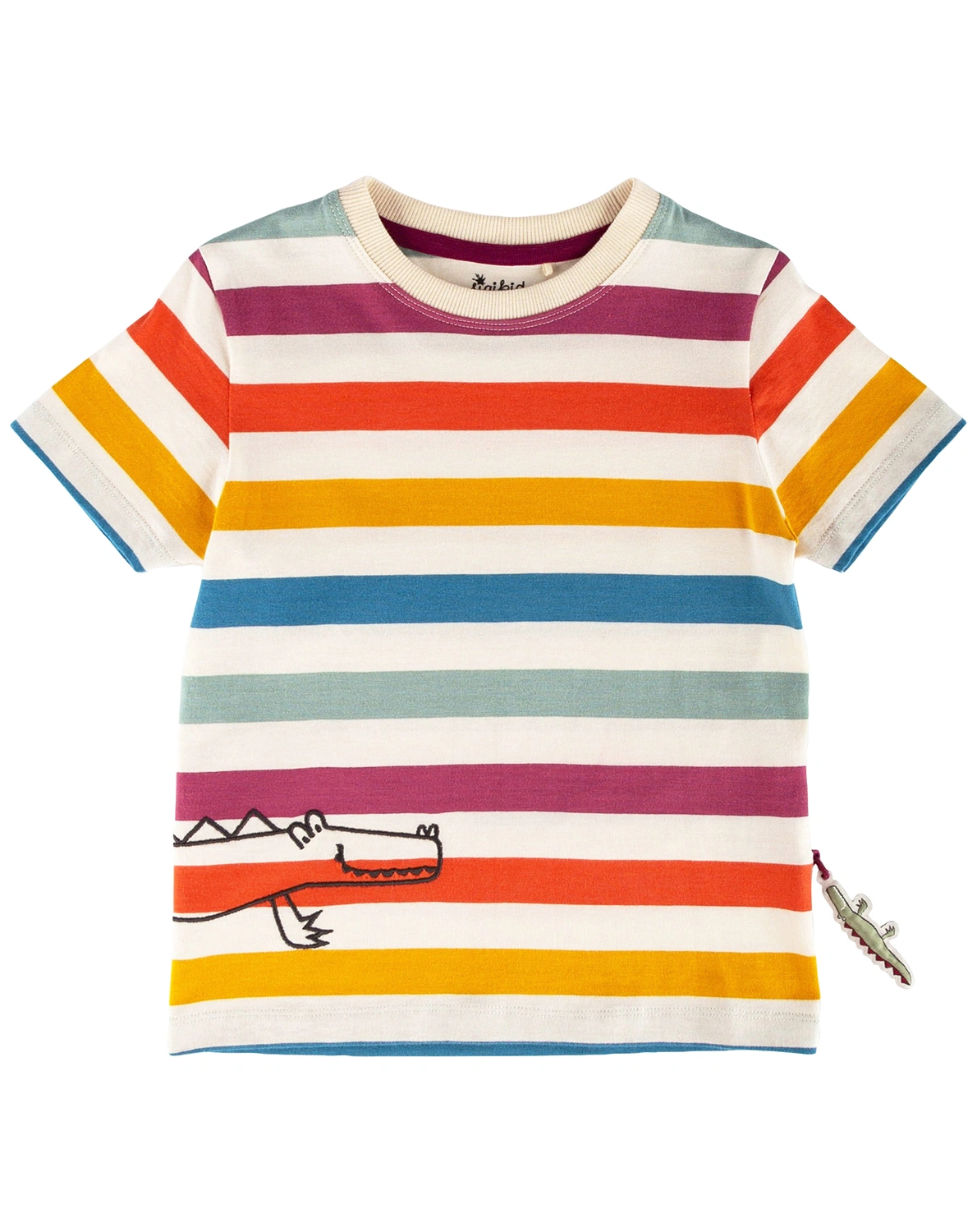 T-Shirt M - WILD CROCODILE STRIPES in ecru/bunt