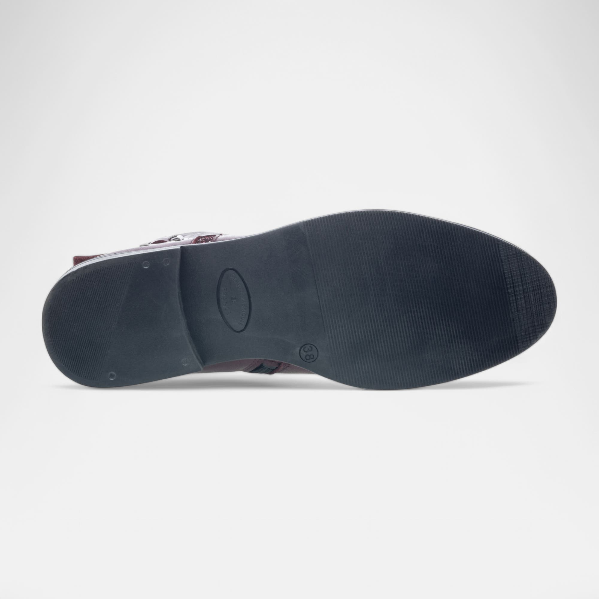 Bottines Femme en cuir bordeaux