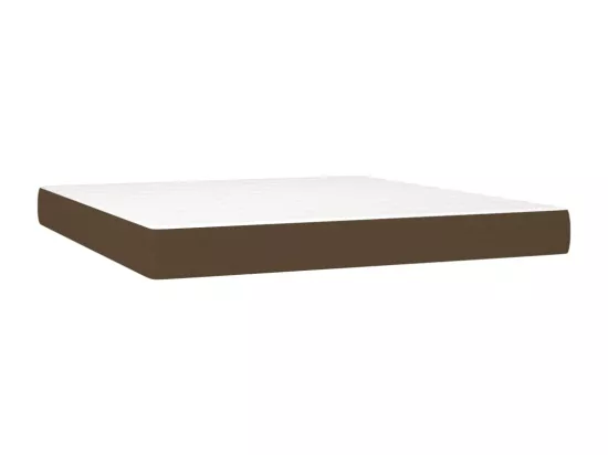 Sommier tapissier matelas et LED Marron foncé 180x200cm Tissu