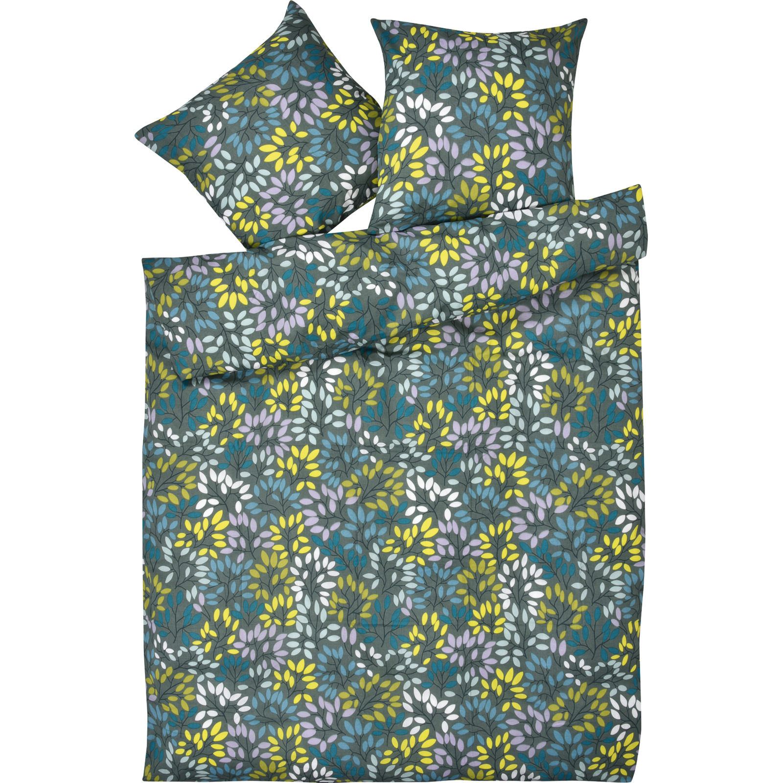 Bettwäsche bunte Zweiglein 200x210 2x65x65 Bettanzug Fra