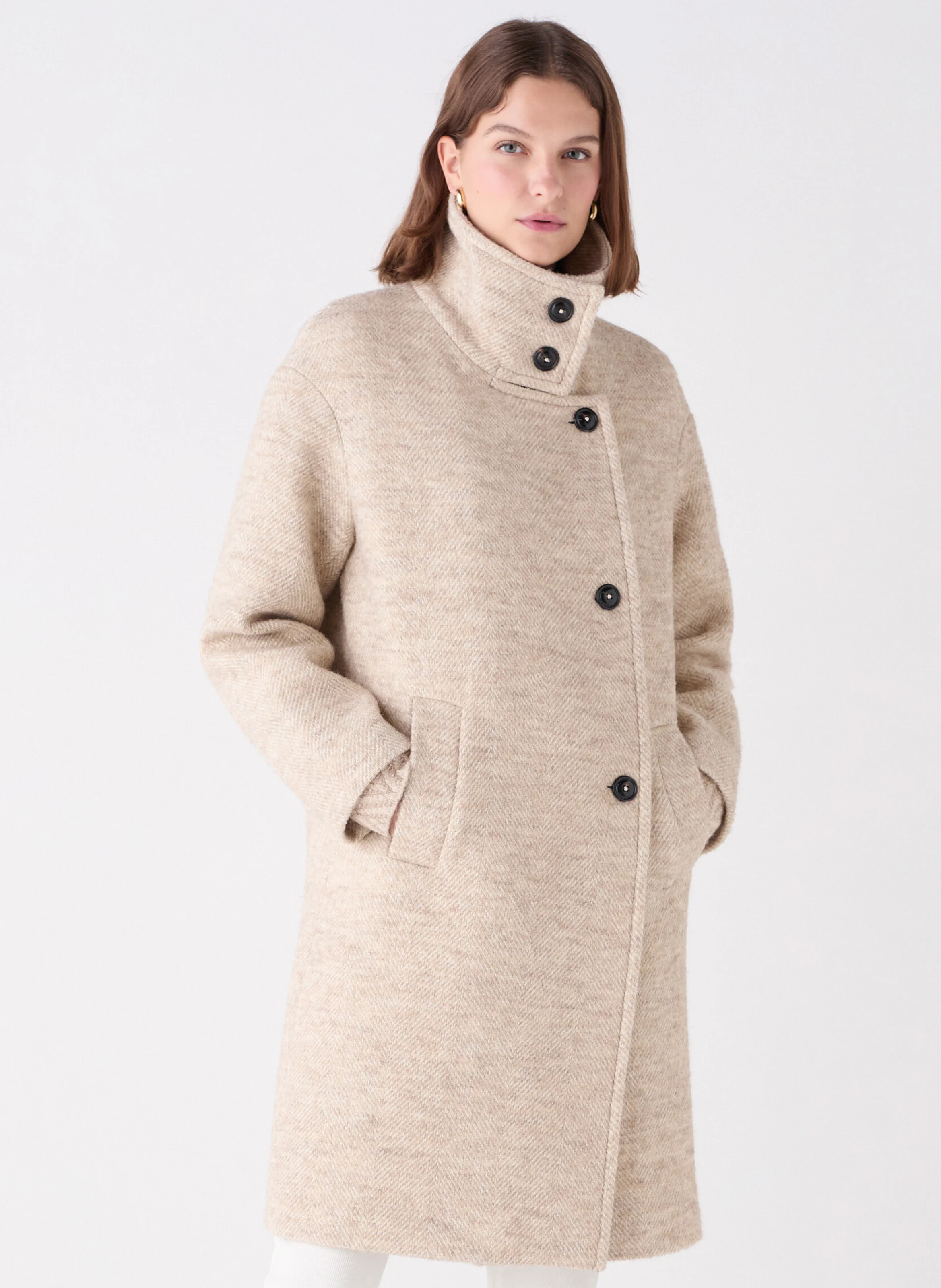 GOTHAM - Manteau col montant| Beige