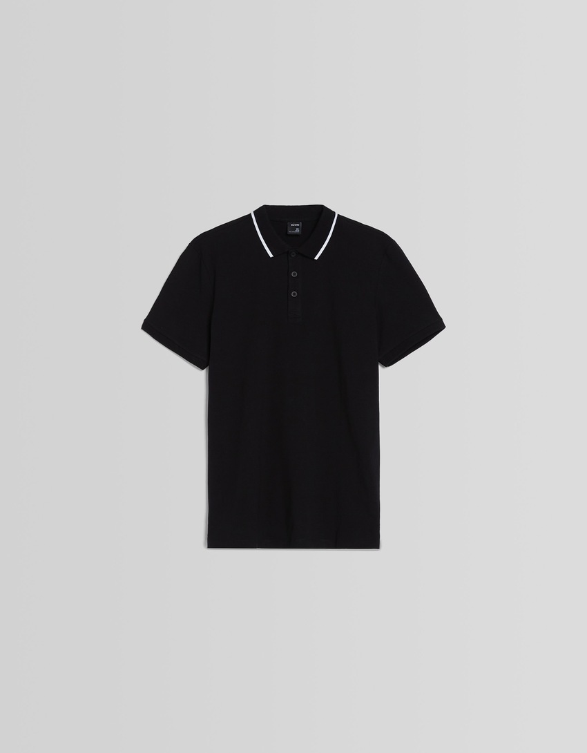 Camisa polo listrada de manga curta