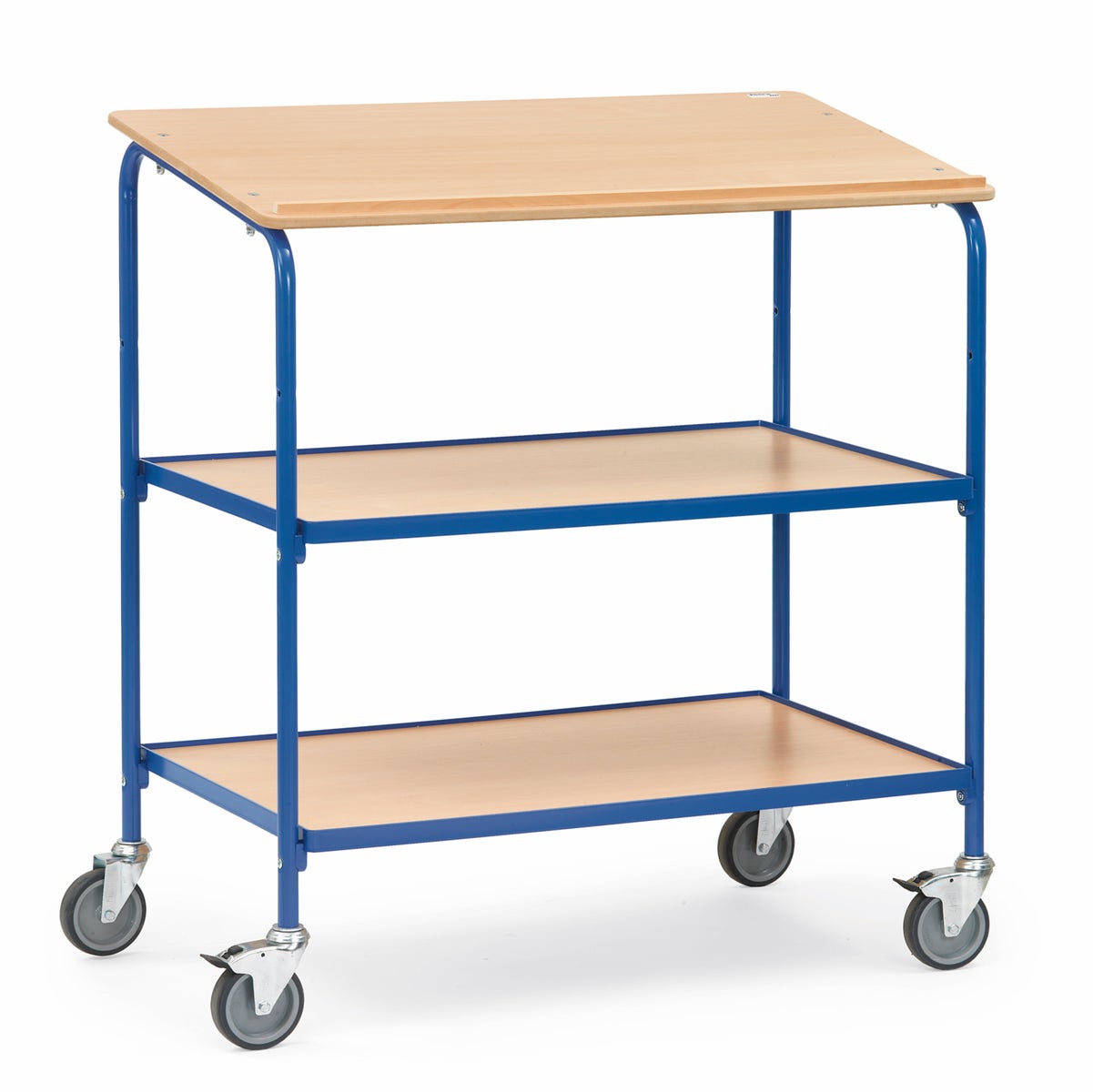 Fetra breed rollend bureau met schrijfblad en 2 legplanken