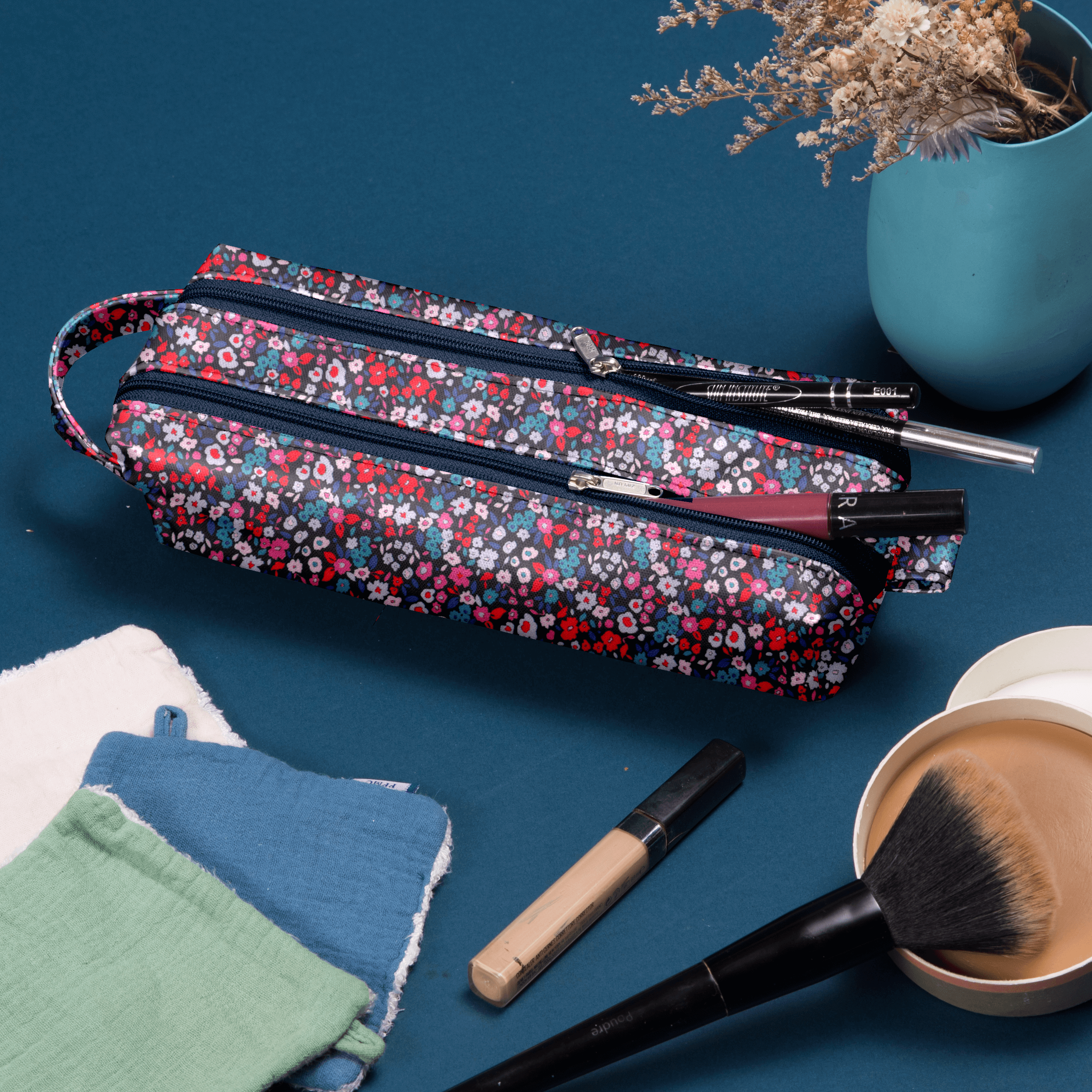Trousse Double Compartiment Romance Fleurie