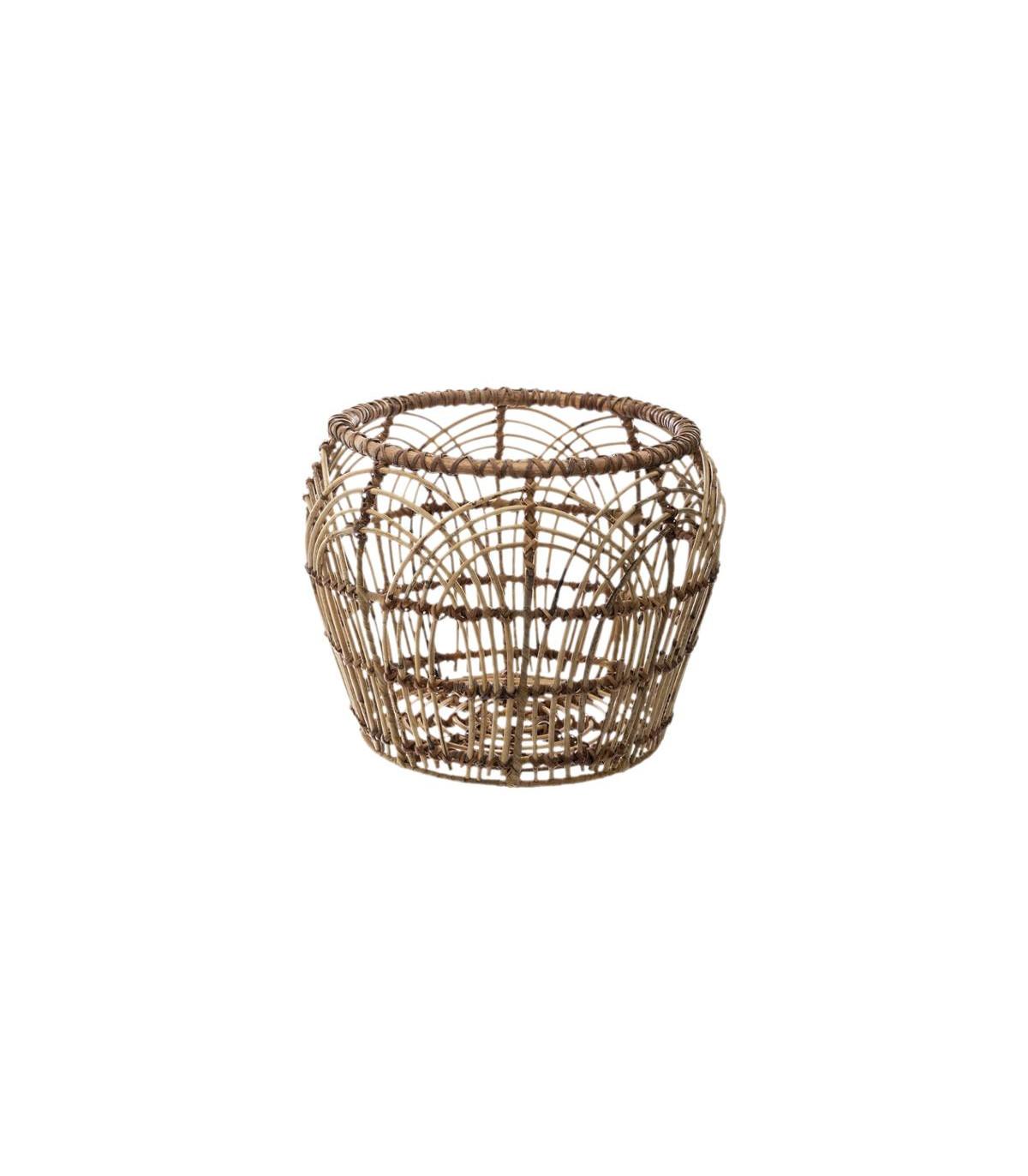 PANIER ROTIN ROND MOTIF D.32X26CM