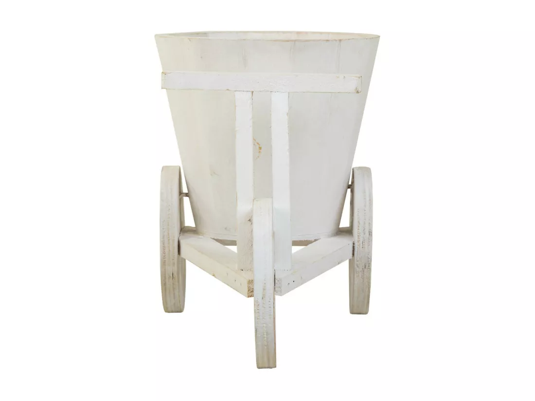 Support à vélo pour pot de fleurs en bois blanc 24x14x19,5h