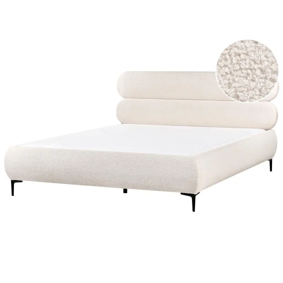 LESSAY - Tweepersoonsbed - Off-white - 180 x 200 cm - Bouclé