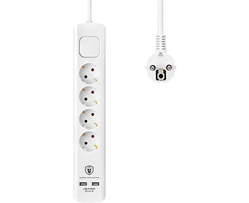 Andersson ELS 5.0 -  4 way with switch, USB 5V 2.1A, 1,5m White