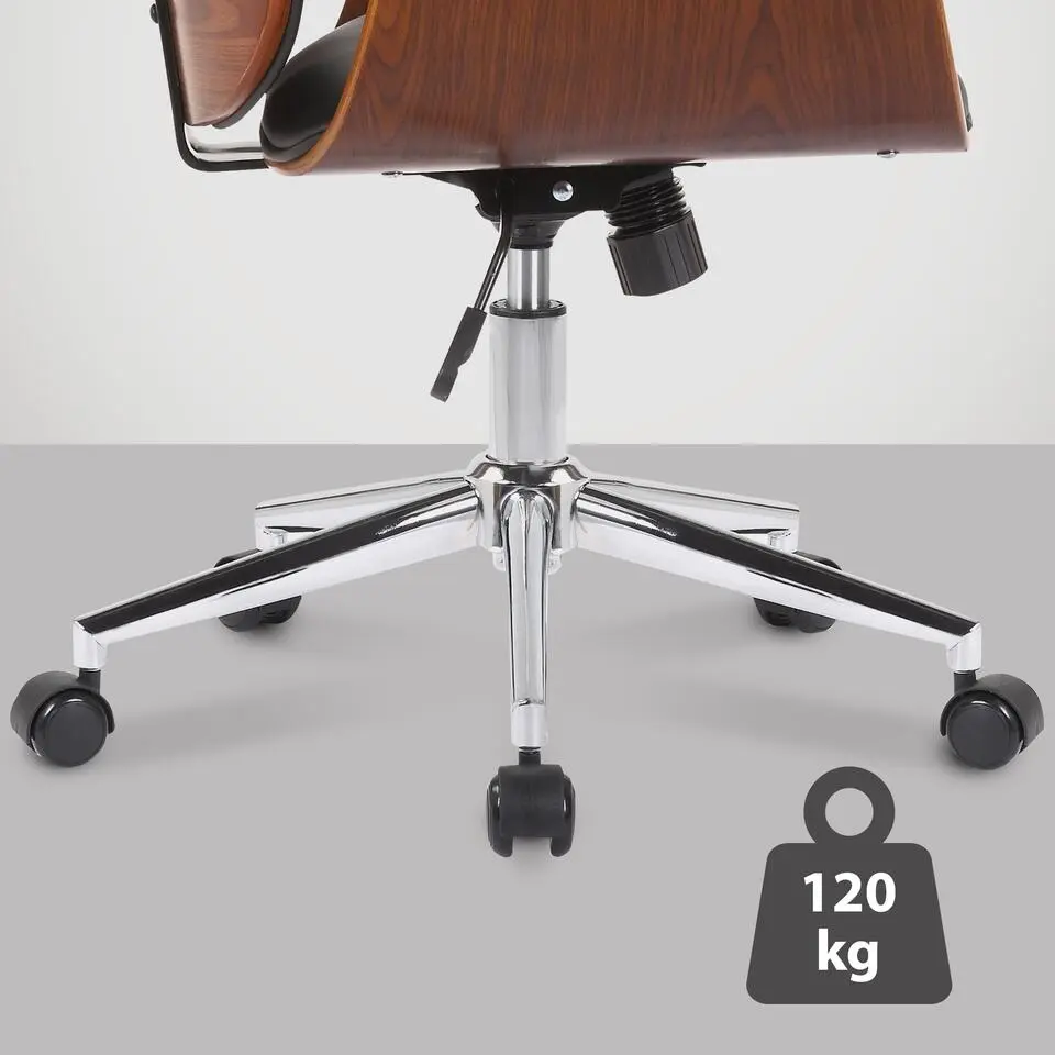 CLP Bureaustoel Kemberg chroom Frame - Hout - walnoot/zwart