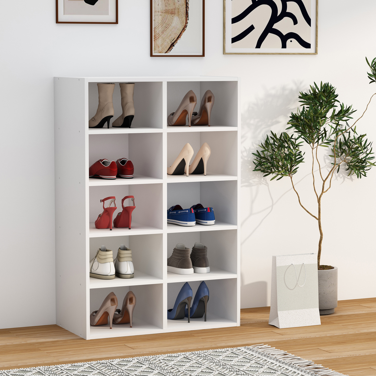 Schuhregal HINSOL M - weiß - 10 Fächer