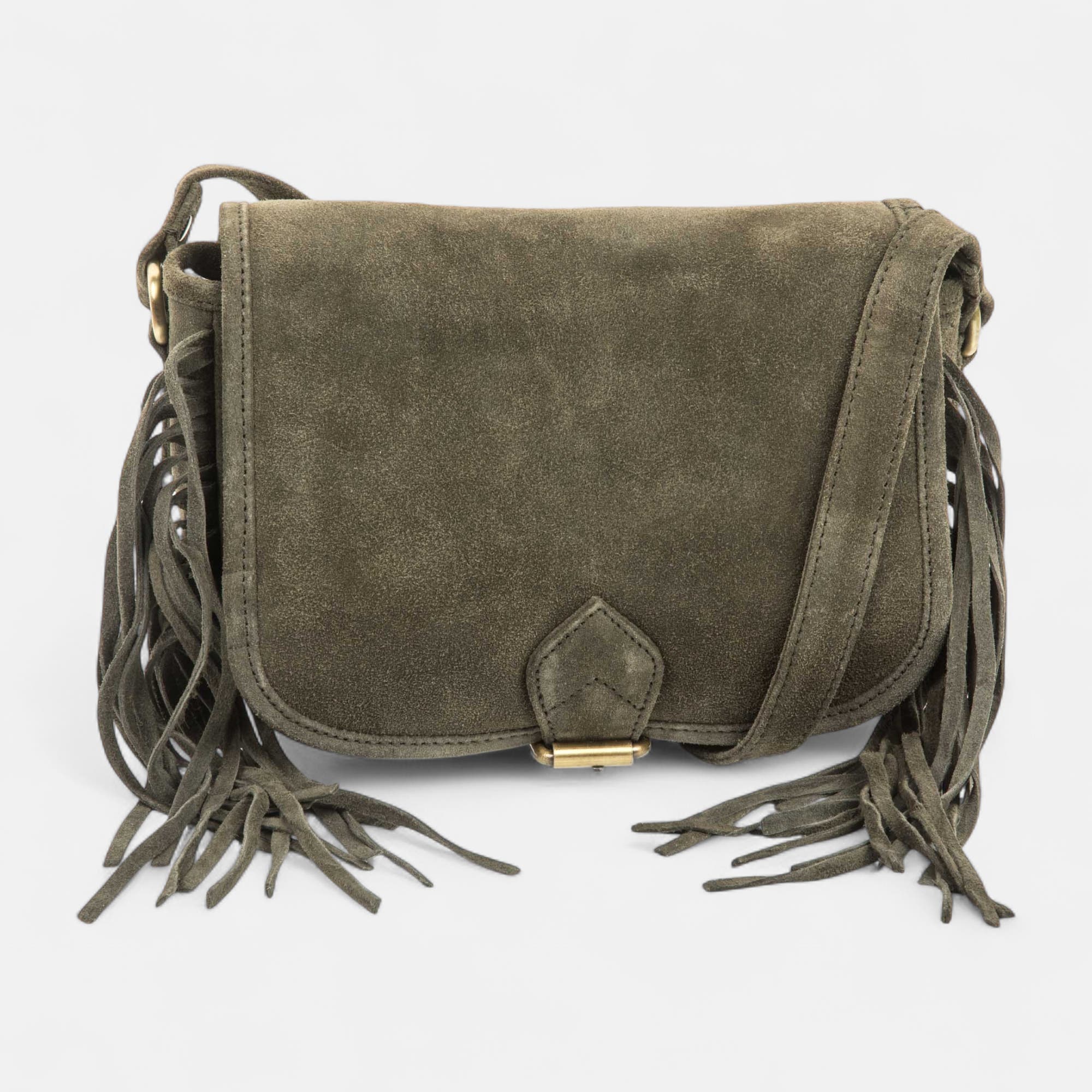 Sac bandoulière en cuir kaki
