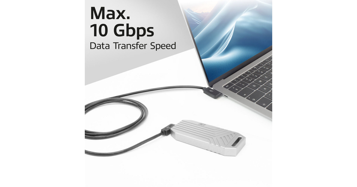 ACT ConnectivityUSB 3.2 USB-C (links/rechts haaks) naar USB-C (links/rechts haaks) kabel  (Zwart, 10 Gbit/s, 60W, 0,5 meter)
