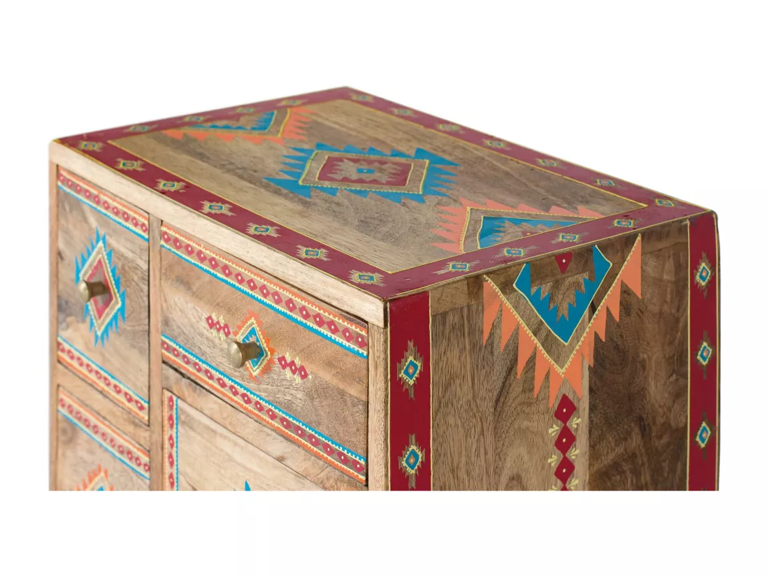 Table de chevet en bois de manguier multicolore MULTICOLOR.Giner y Colomer.65x29x43
