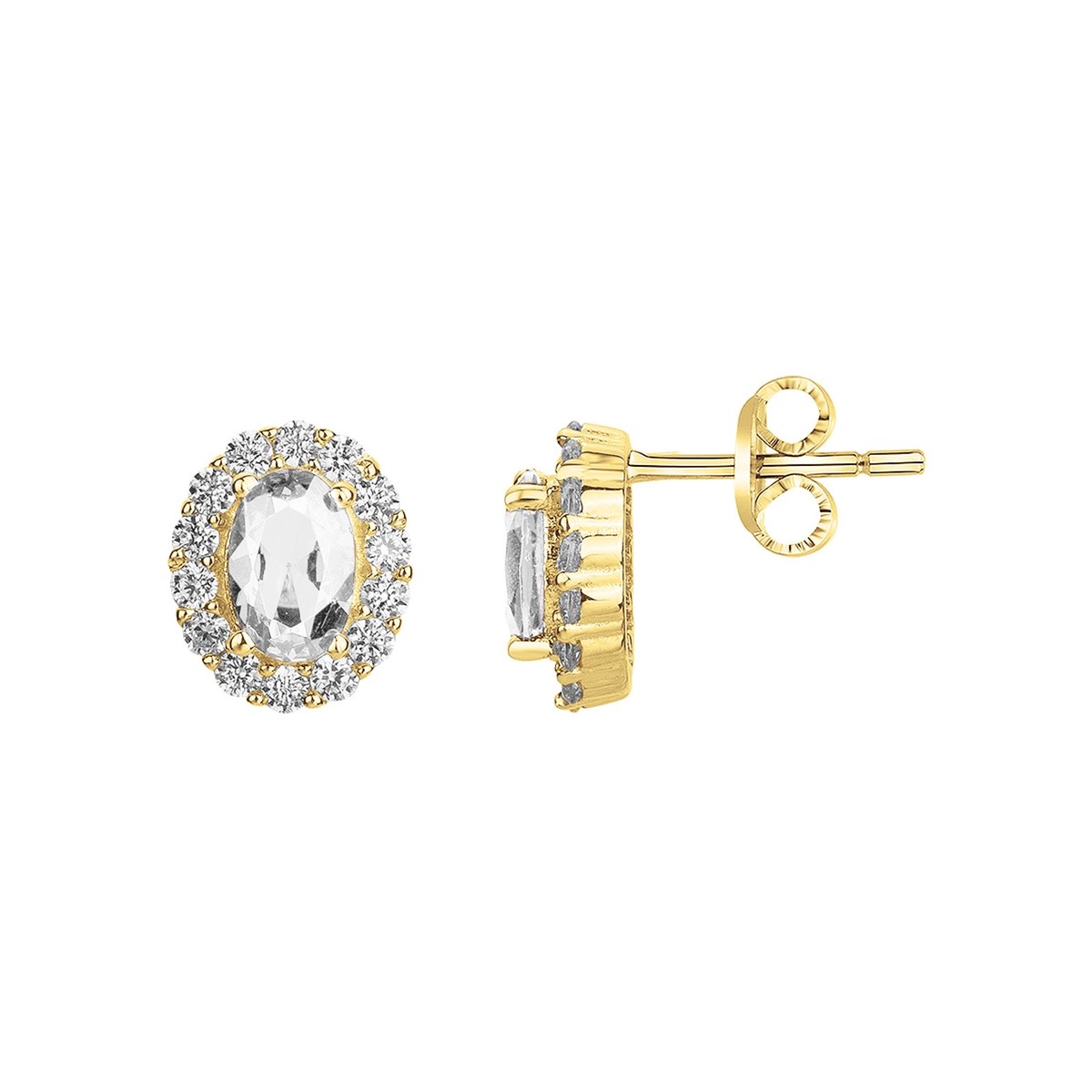 Boucles d'oreilles en Plaqué Or avec oxyde de zirconium blanc
