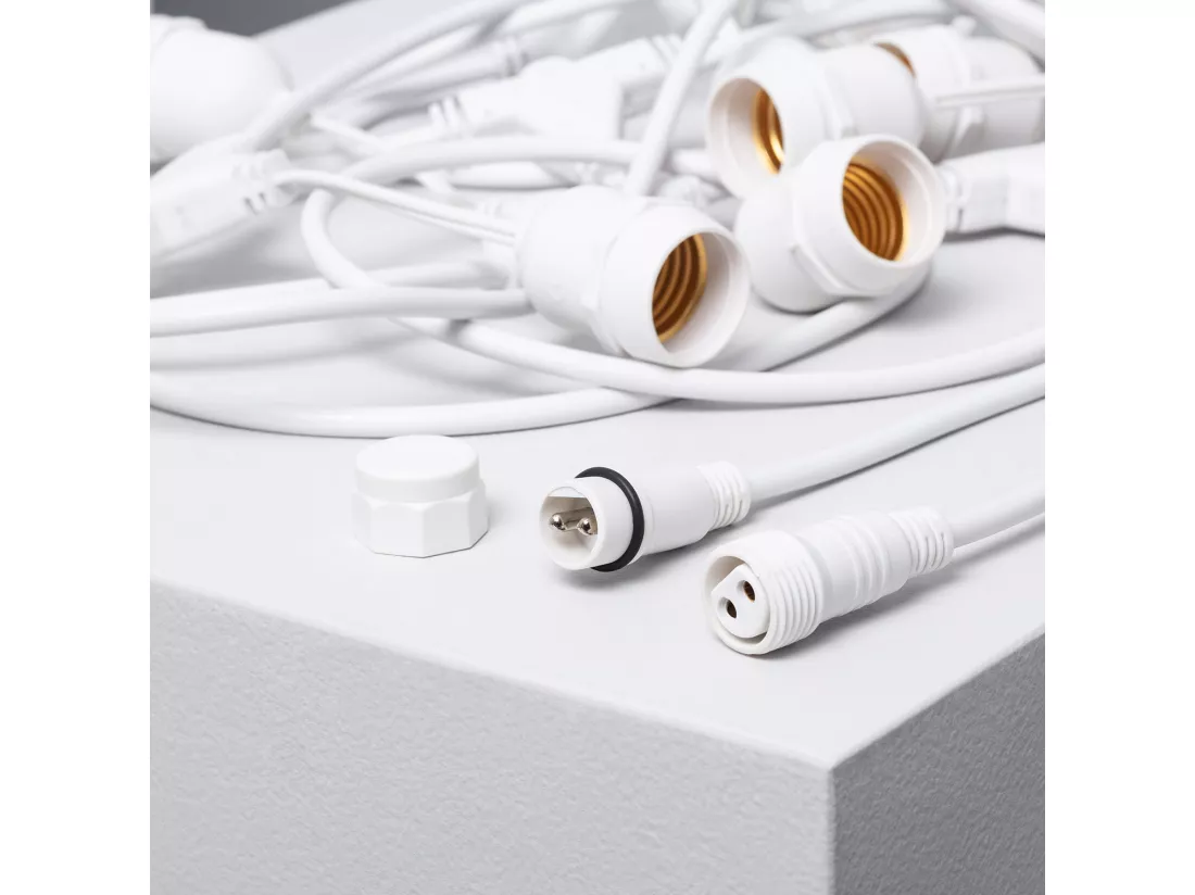 Guirlande Extérieure avec 8 Douilles E27 5.5m Blanche IP65 Blanc