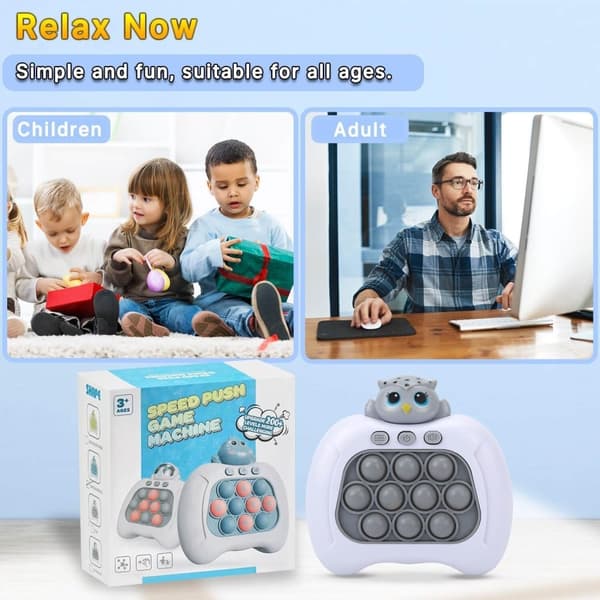 Owl Popit Game - Pop It Pro Light Up Game Quick Push Fidget Spill