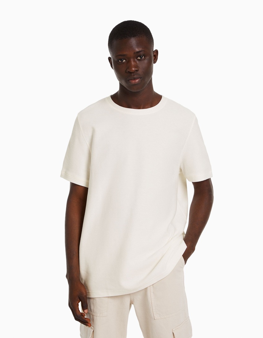 Camiseta texturizada de manga curta