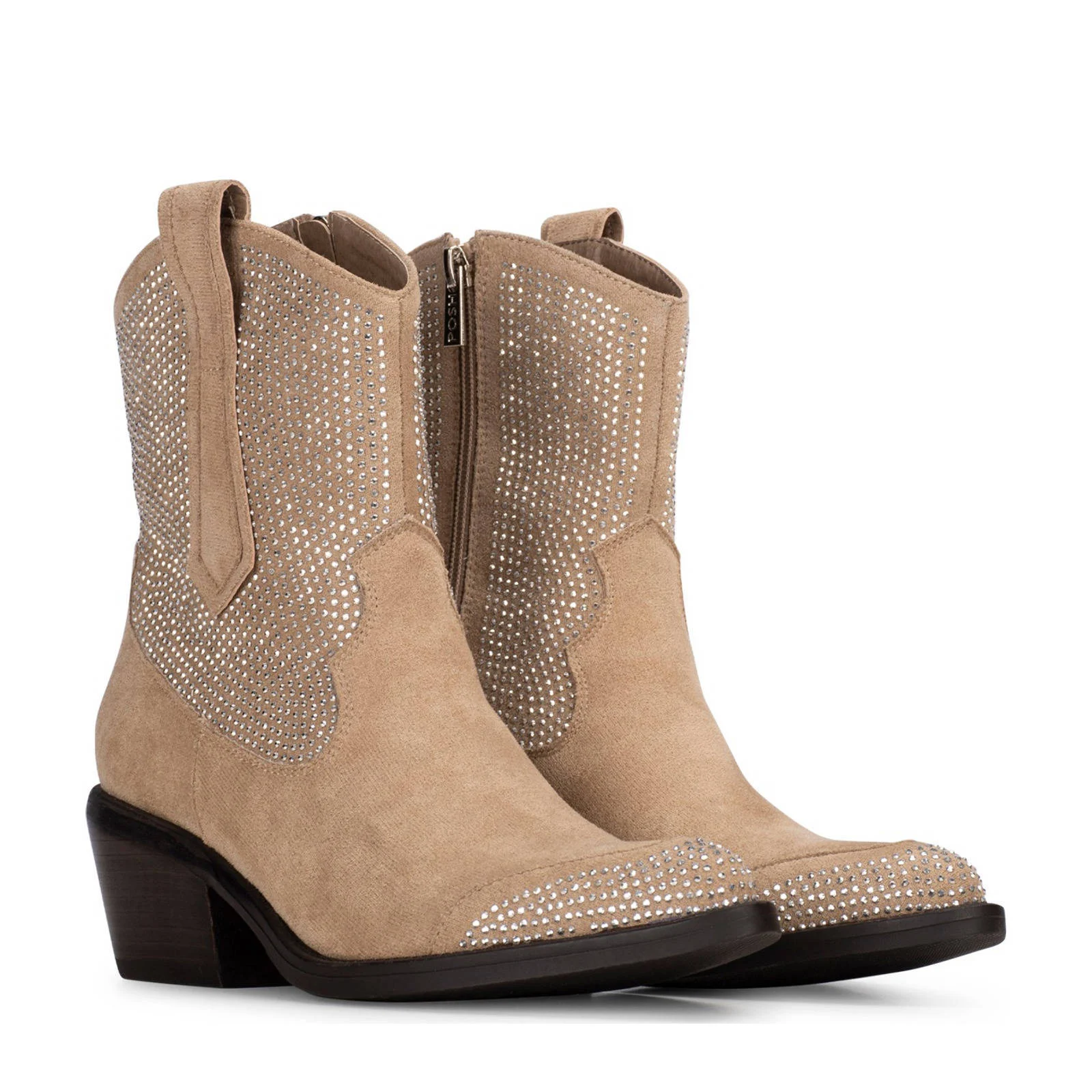 POSH by Poelman Abby  beige cowboylaarzen met glitters