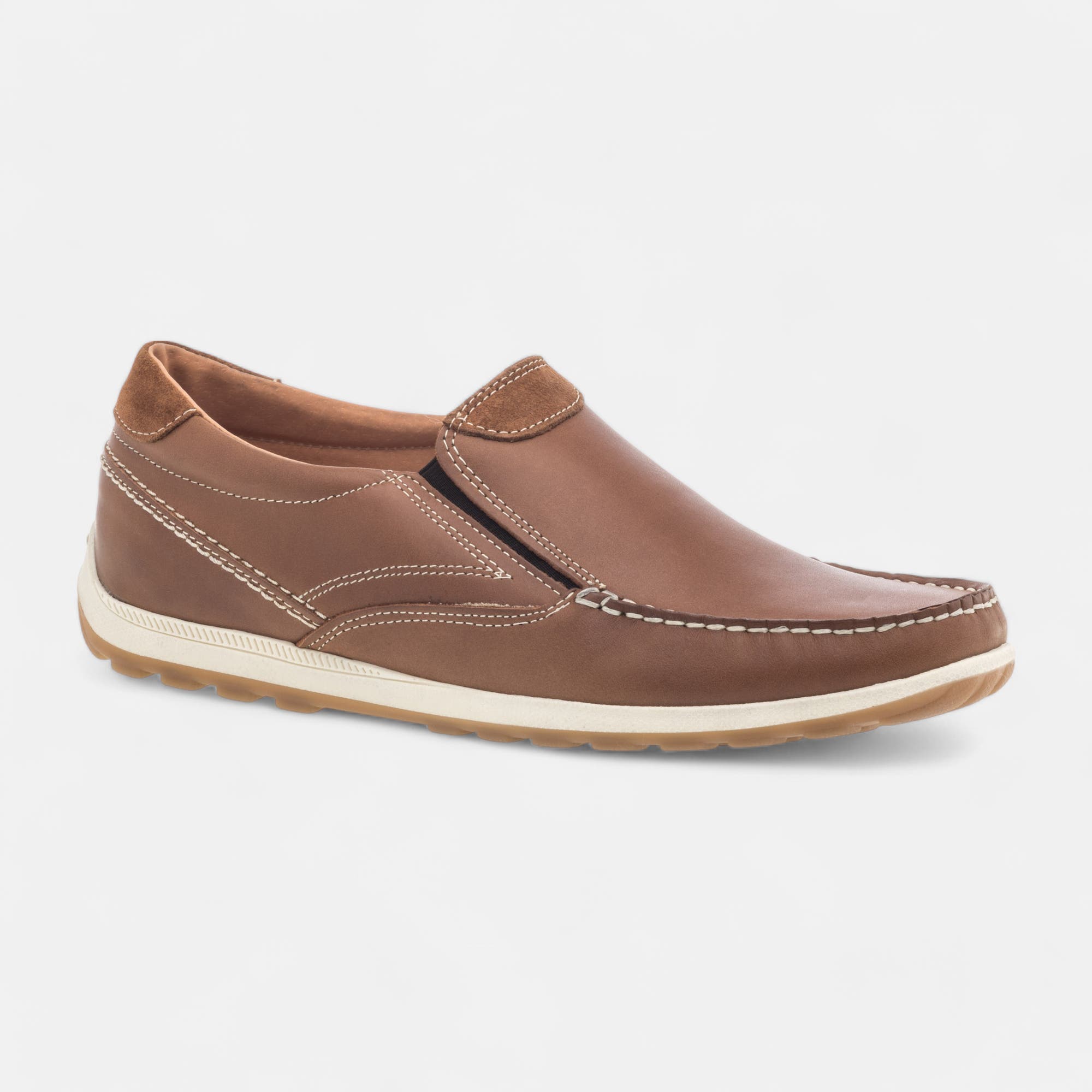 Mocassins pieds sensibles Homme en cuir cognac