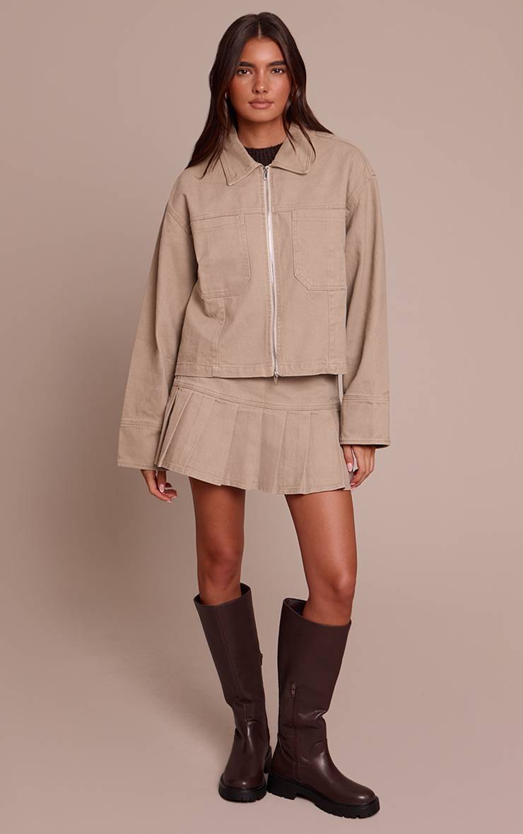 Gris Pierre Mini-jupe En Denim Plissée
