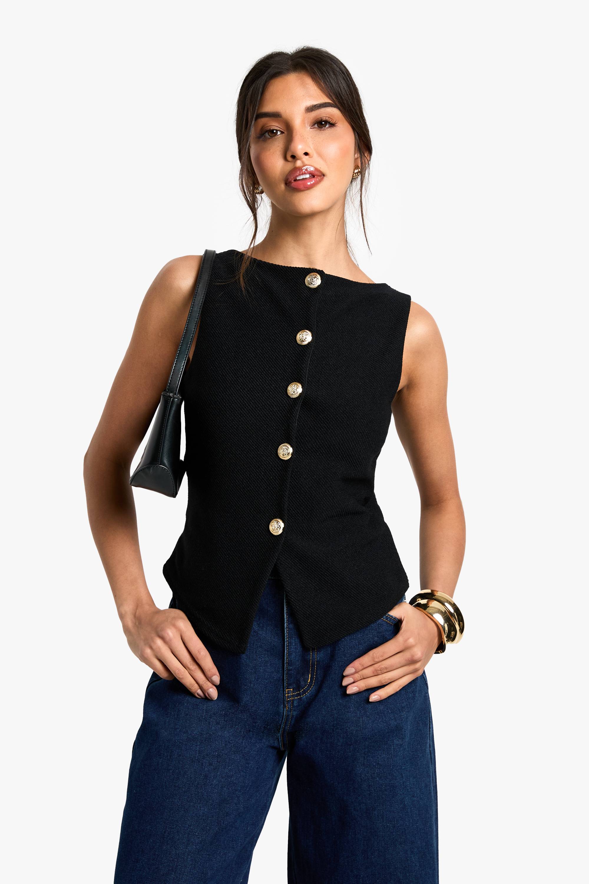 boohoo Gilet Boutonné Texturé