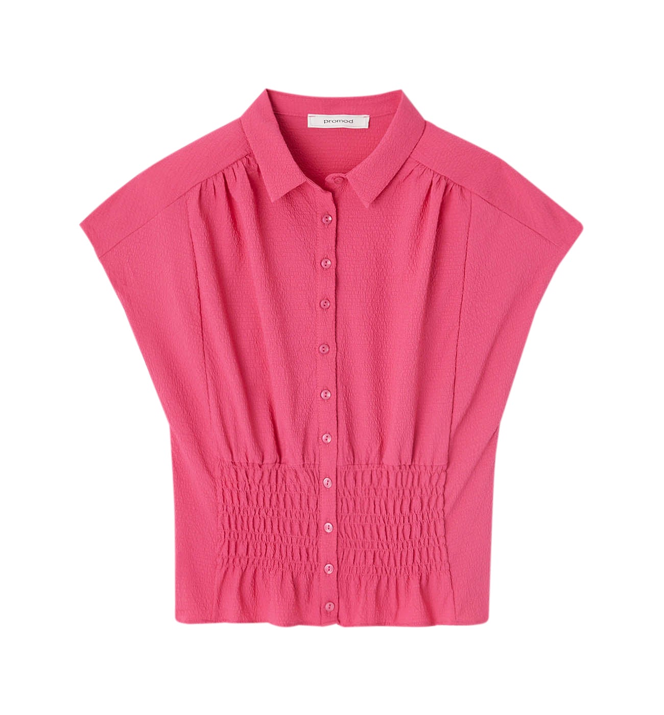 Chemise crêpée smockée Femme - Rose