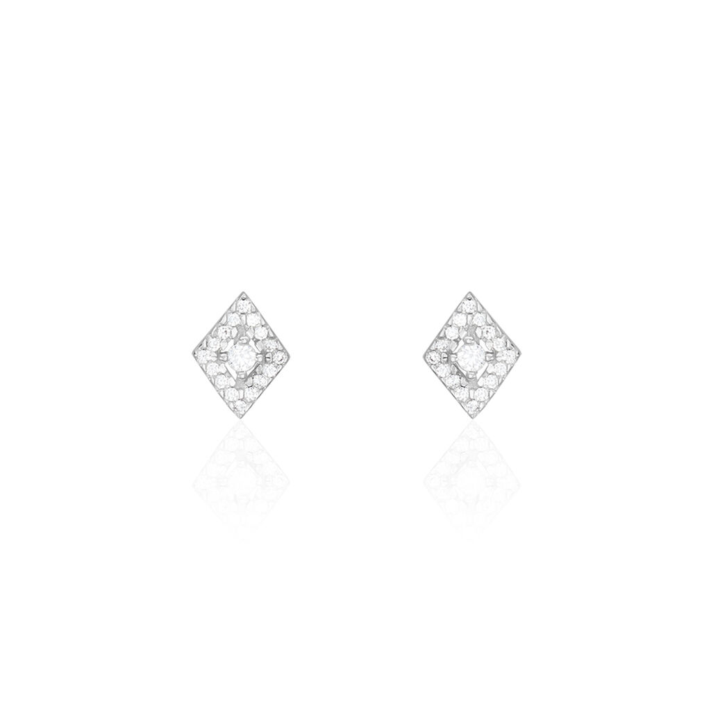 Boucles D'oreilles Puces Dilay Argent Blanc Oxyde De Zirconium