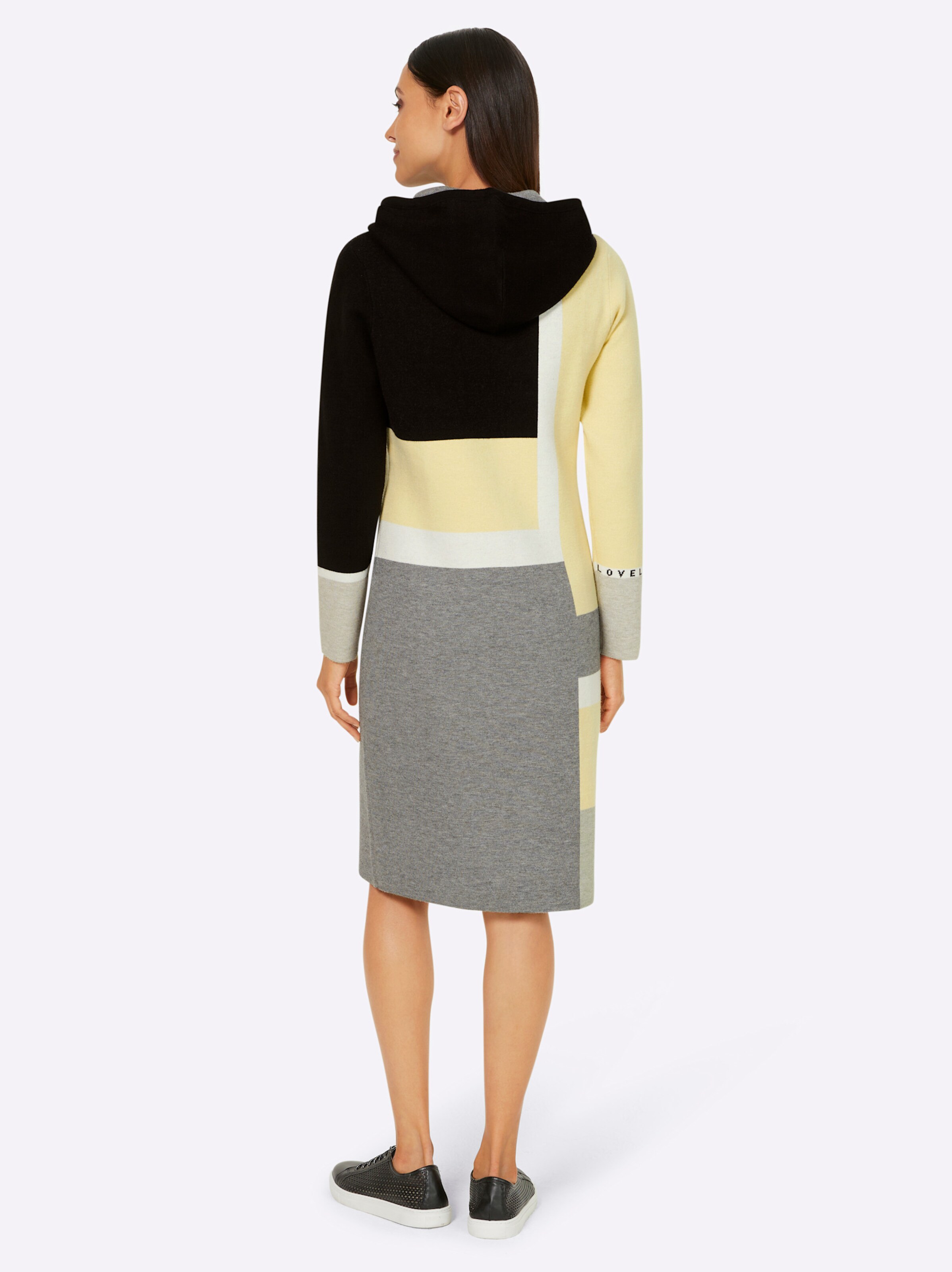 heine Strickkleid in schwarz-grau-gemustert