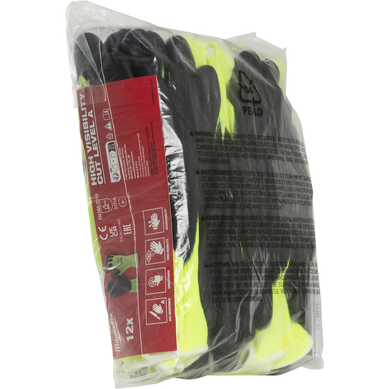 Milwaukee werkhandschoenen Hi-vis 12 paar 10/XL