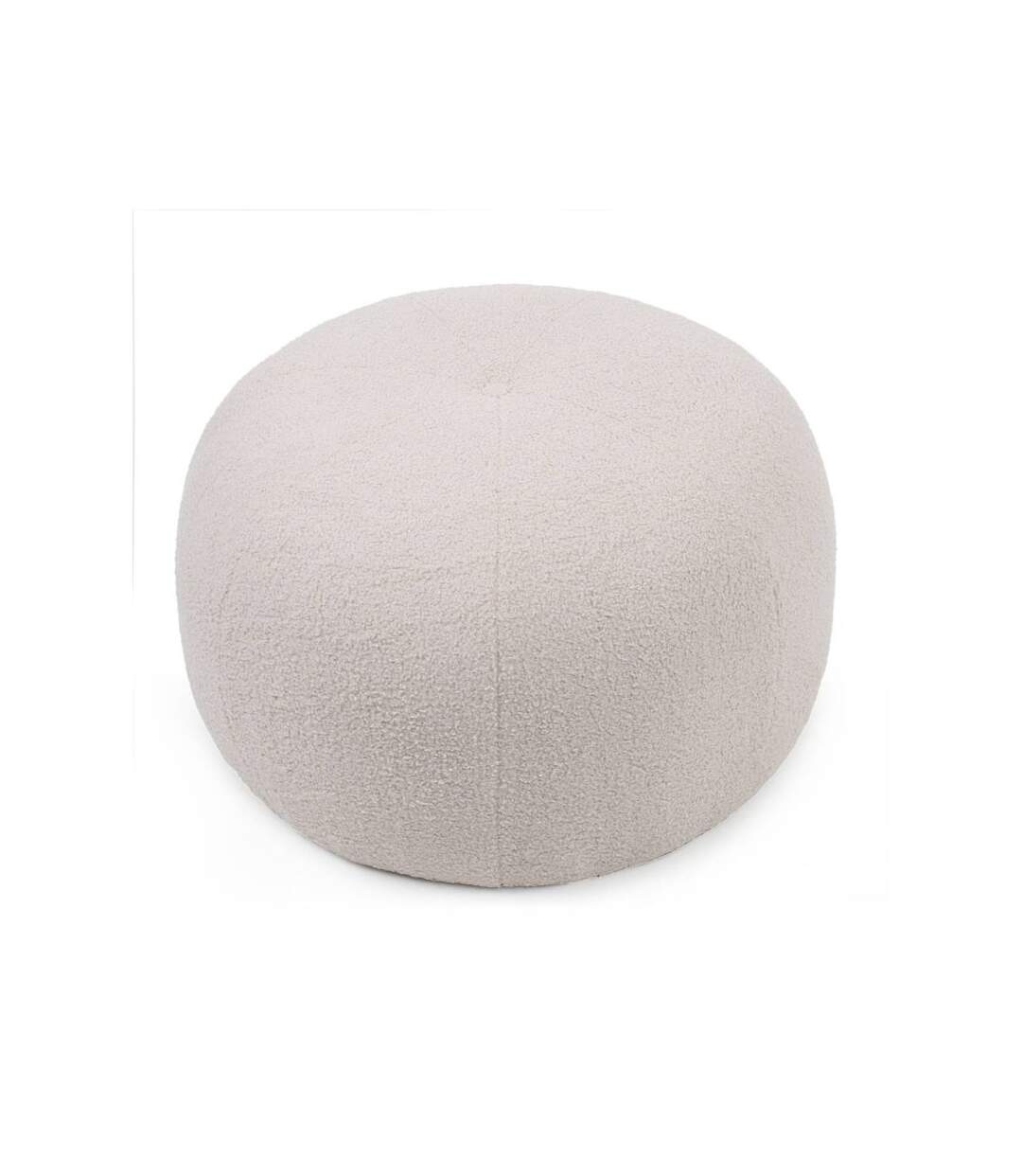 Paris Prix - Pouf Rond Bouclette pilou 55cm Beige
