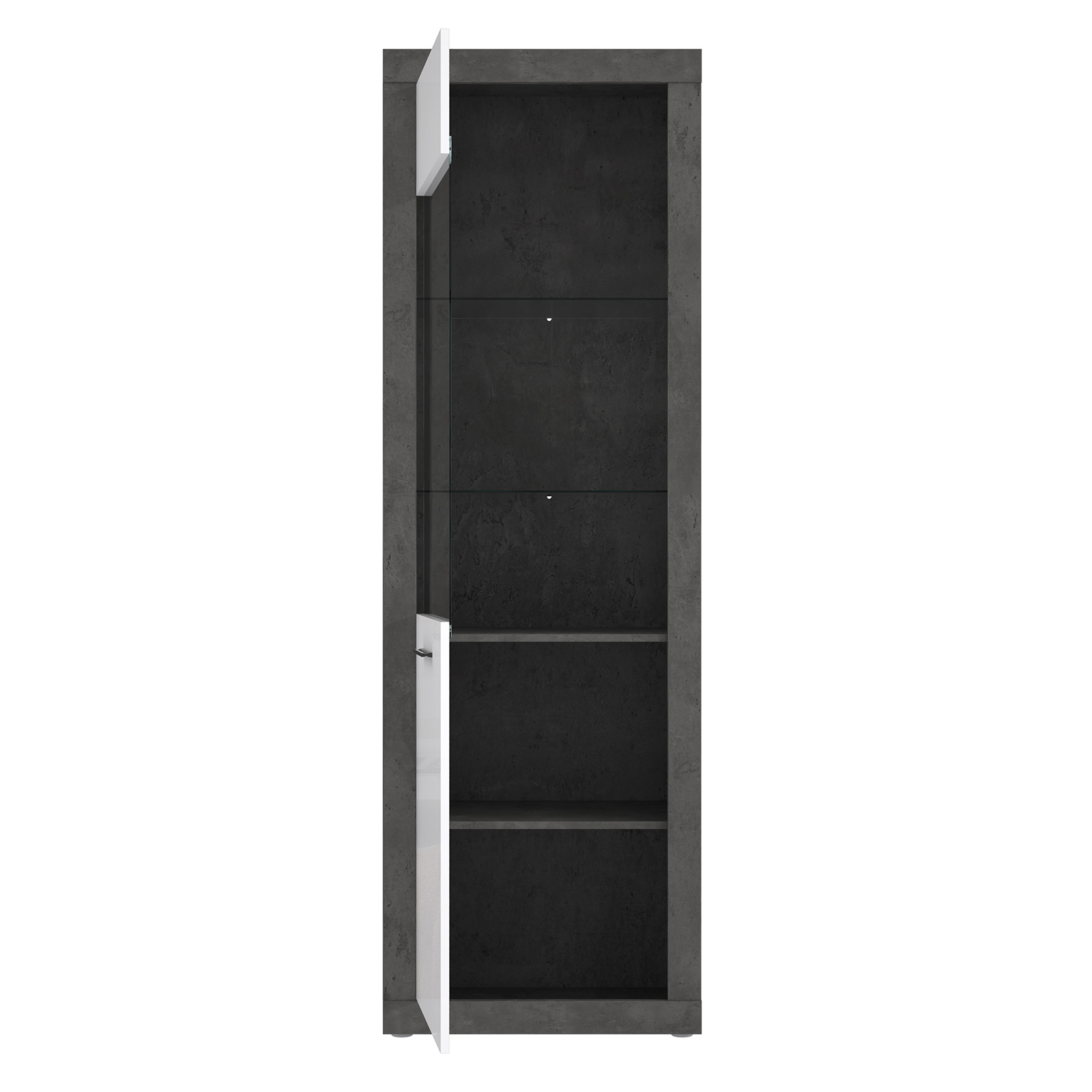 Standvitrine - Betonoptik - weiß - 197 cm hoch