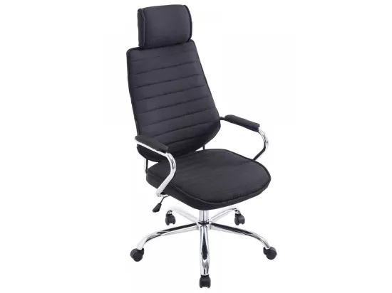 Chaise de bureau - Tissu & Métal chromé - Noir - Rako
