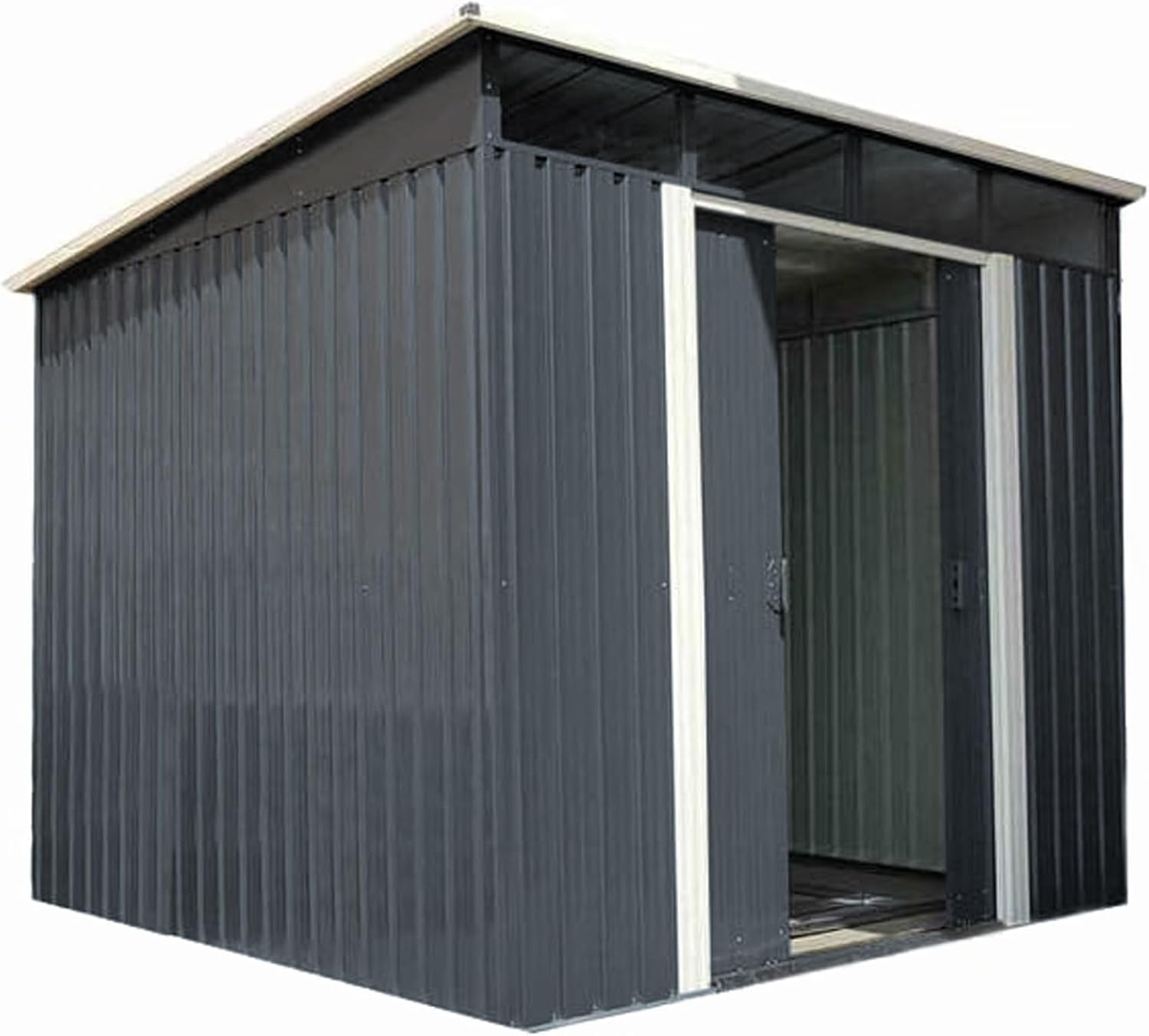 Gerätehaus Metall Pultdach Geräteschuppen Skylight Gartenlaube 5,6m² (B 238cm x T 238cm x H 202cm)