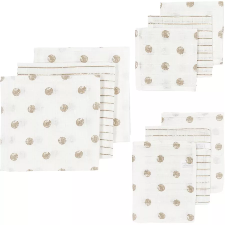 MEYCO Musselin Starterset 9er-Pack Dot Stripe Sand