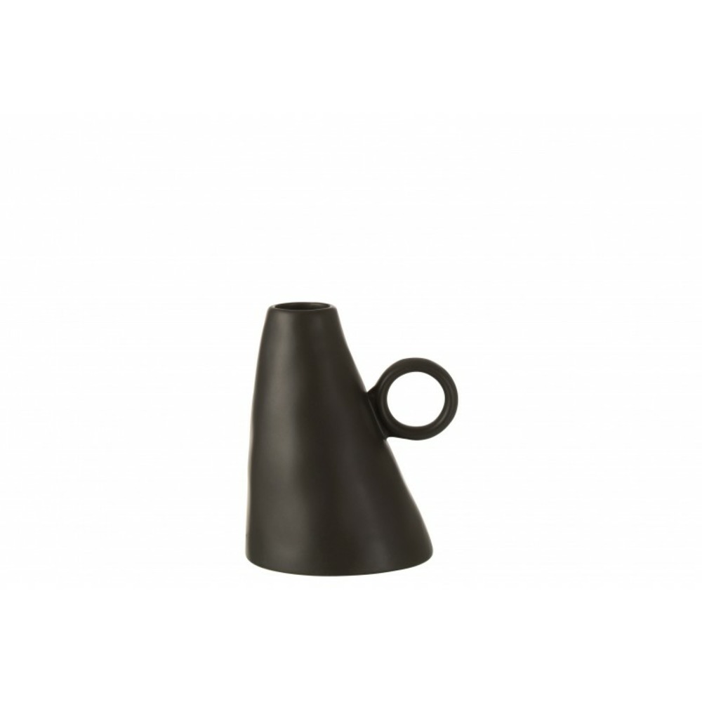 Vase incliné en céramique noir 13x12x17 cm