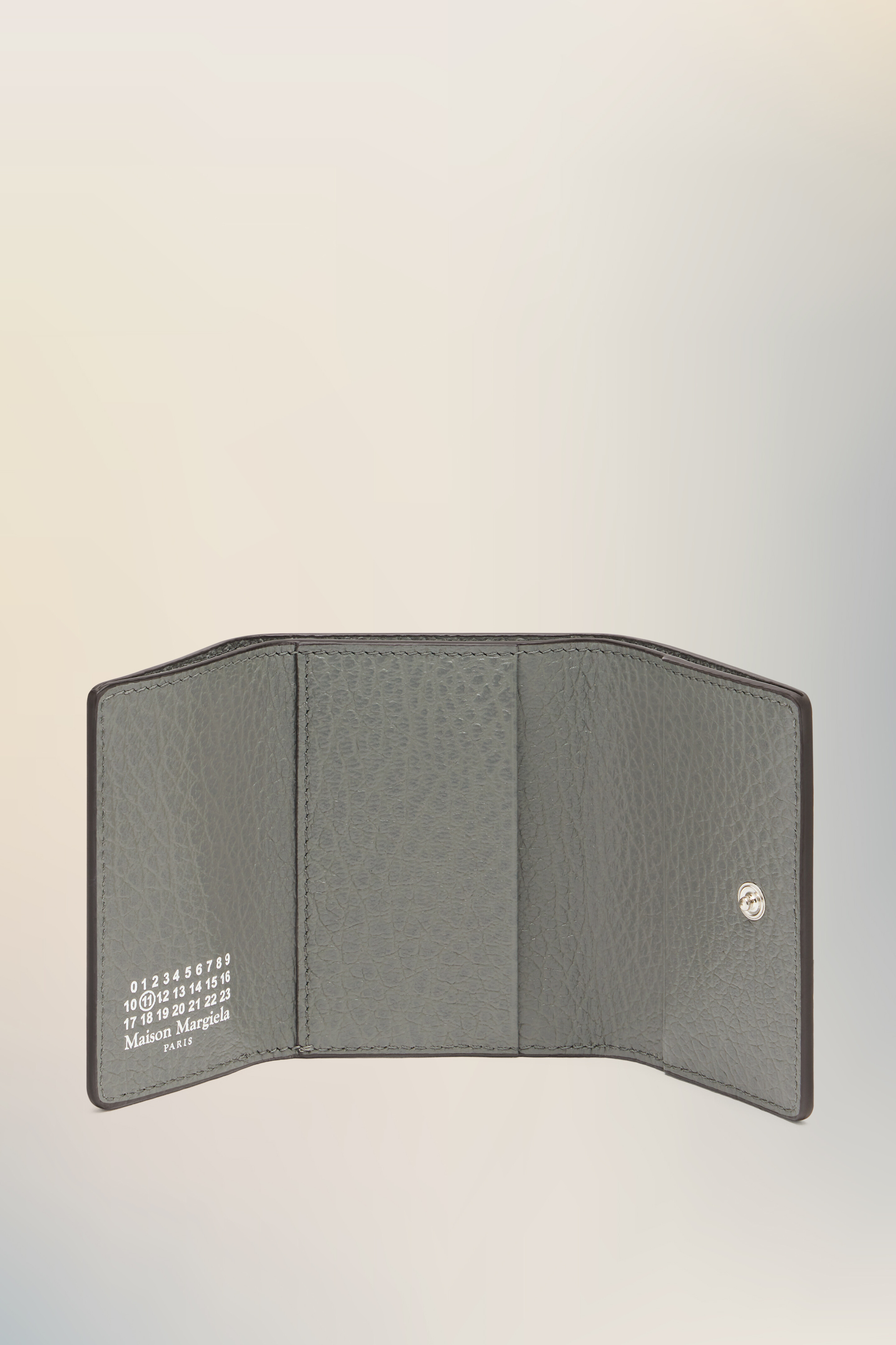 Portefeuille de poche Four stitches gris en cuir Gris caillou