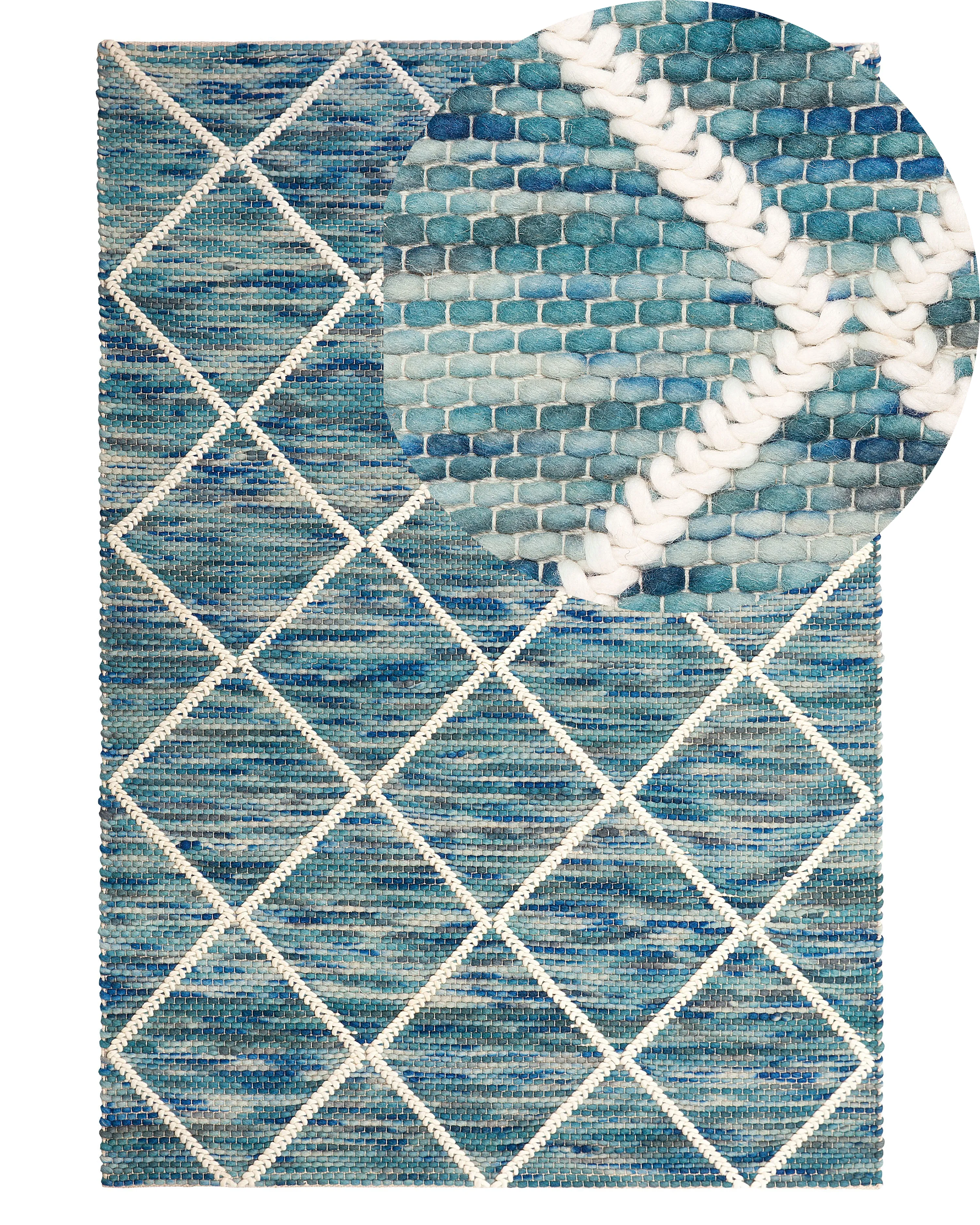Vloerkleed BELENLI Blauw 140 x 200 cm Wol