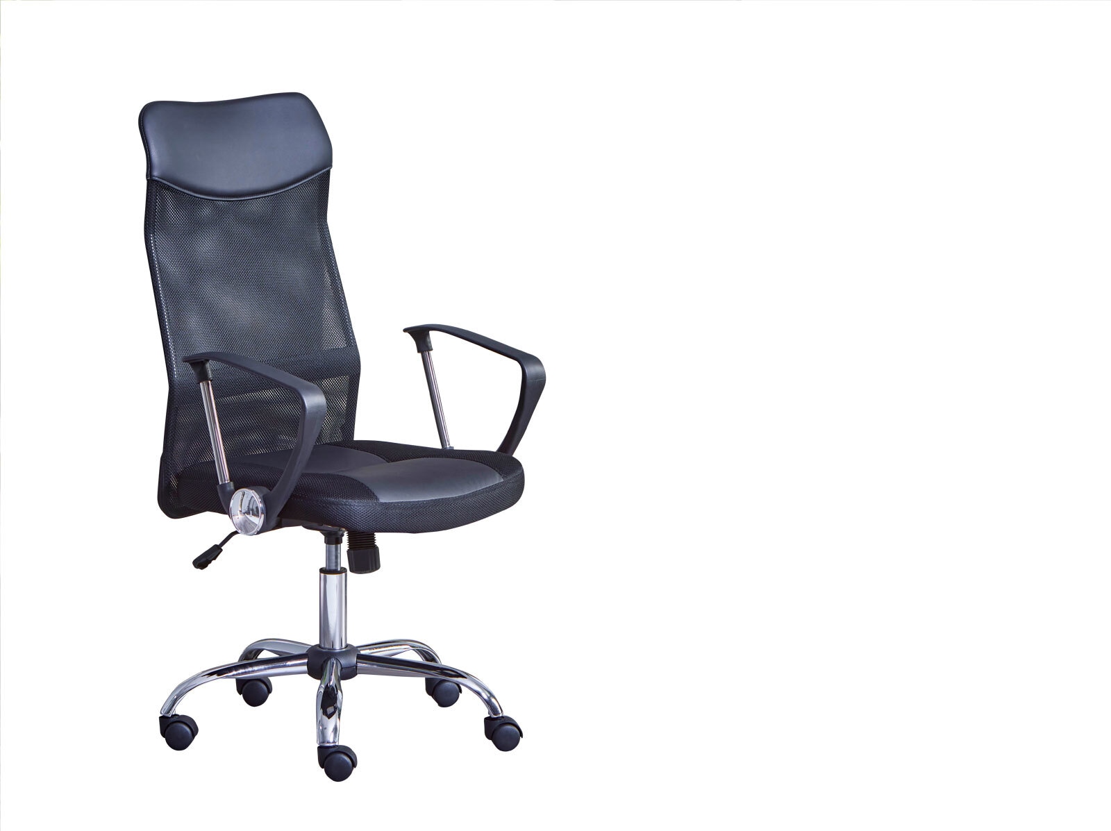 Drehstuhl PASCAL schwarz/chromfarbig 59 x 111-121x 61 cm