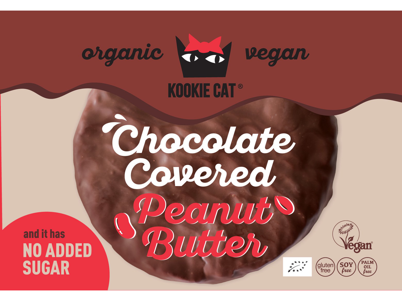 BOLACHA KOOKIE CAT COM MANTEIGA DE AMENDOIM COBERTA COM CHOCOLATE BIO 50G