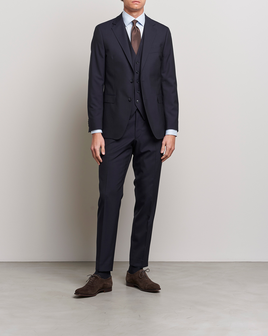Oscar Jacobson Carlo Wool Waistcoat Navy