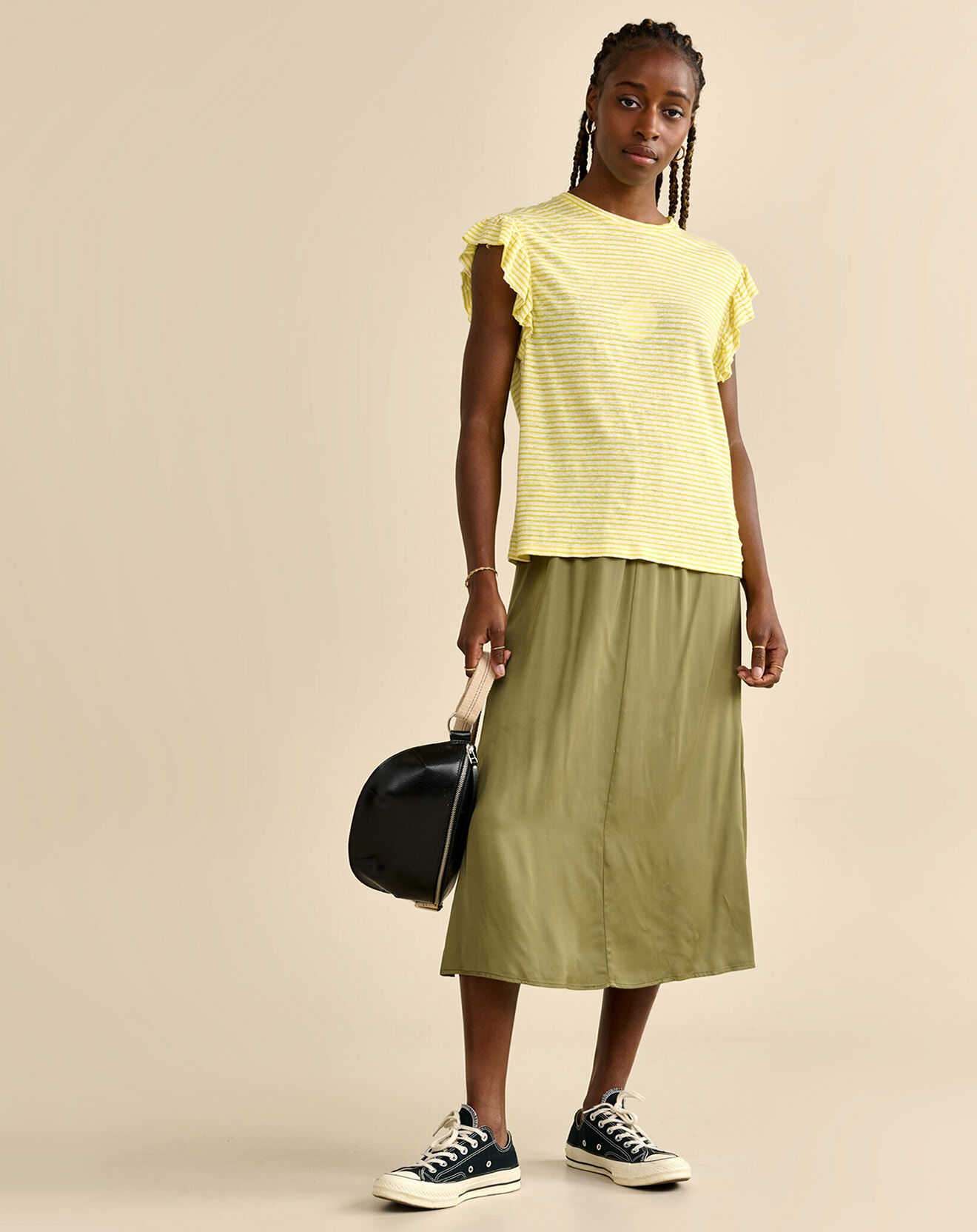 Bellerose Débardeur à volants 100% Lin Visam jaune