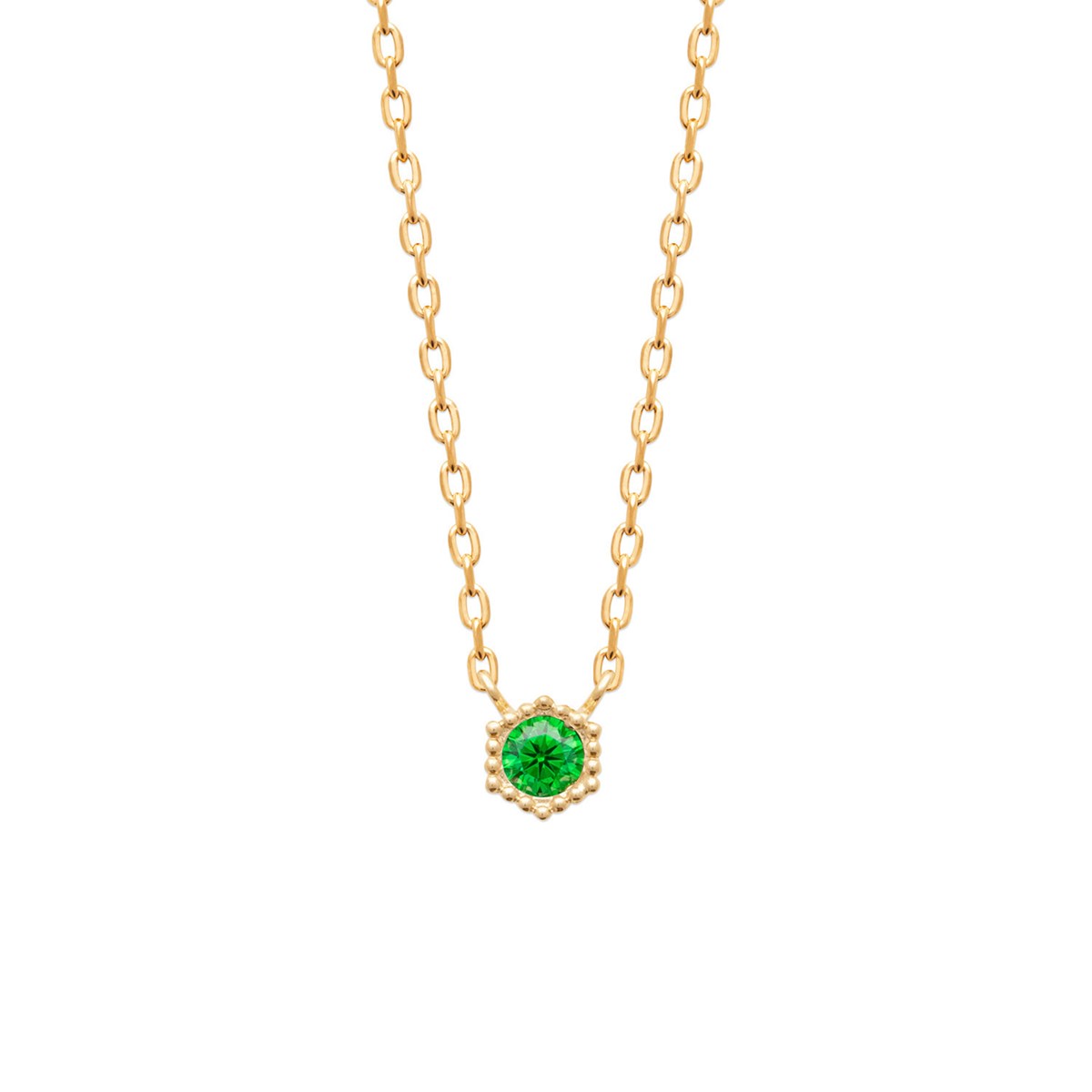 Collier Brillaxis solitaire vert plaqué or