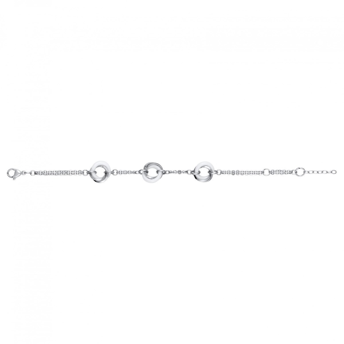 Bracelet souple mono-motif en Acier 316L et céramique - blanc brillant