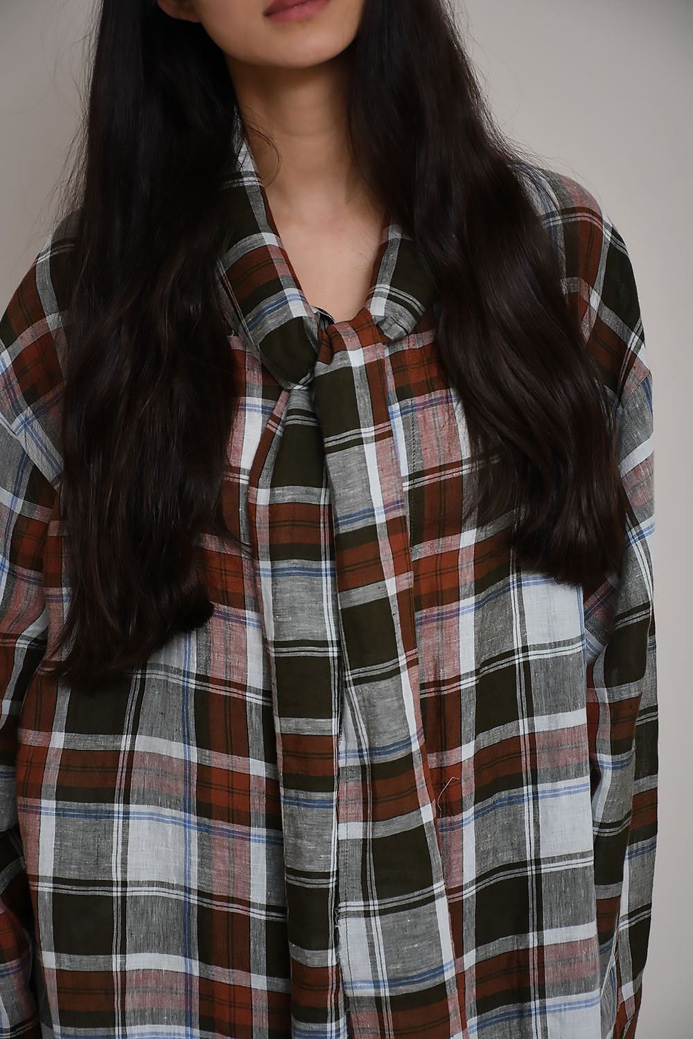 Kendall oversized checked linen shirt