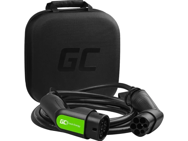 Green Cell ladekabel til elbil type 2 stik - 1 faset, 16A - Optil 3,6 kW - 5 meter