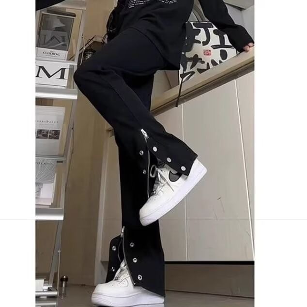 jagevin - Slim fit broek met hoge taille en knoopjes