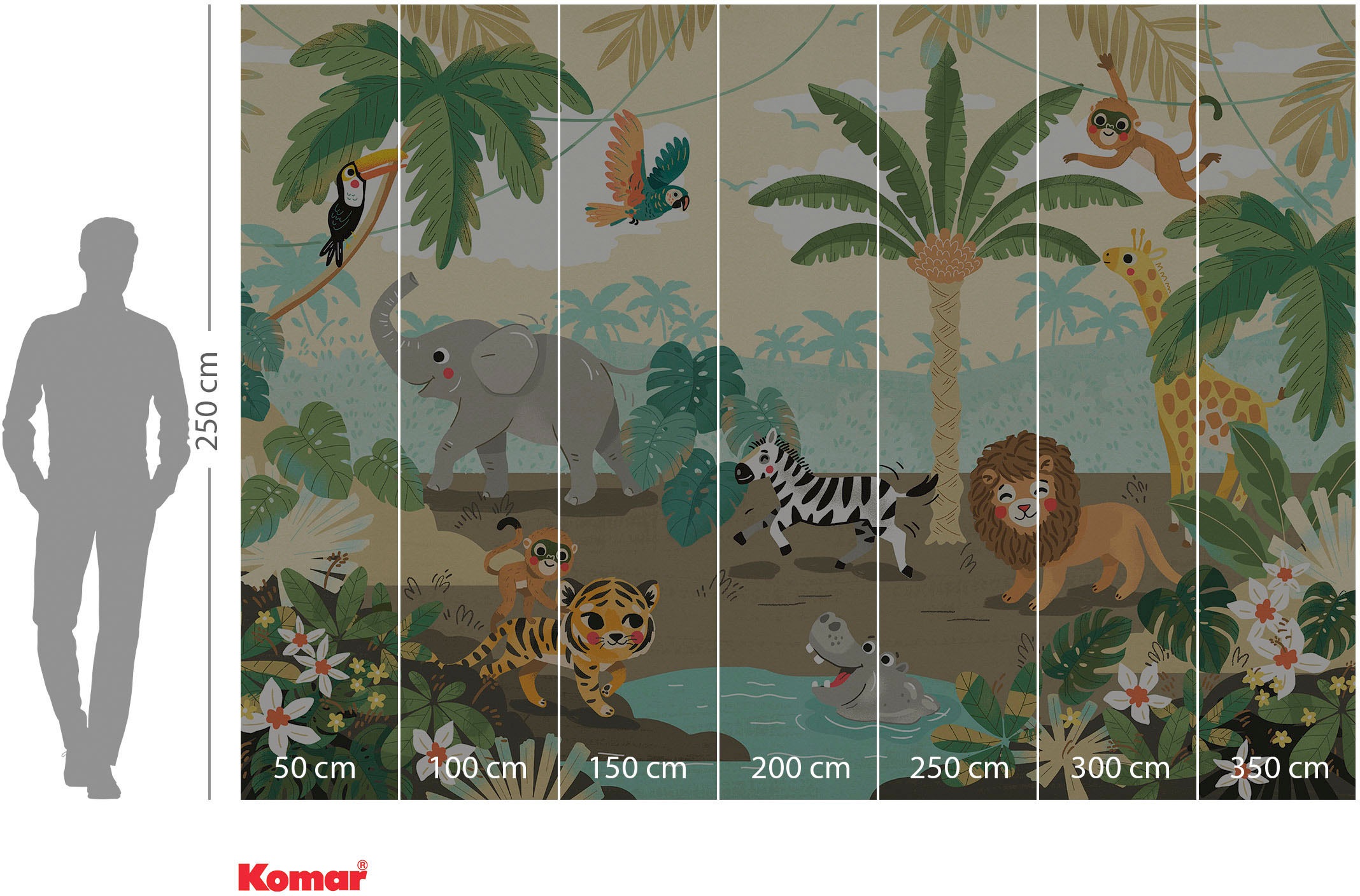Komar Fototapete »Digitaldruck Vlies -  Baby Safari - Grösse 350 x 250 cm« bedruckt glatt Wohnzimmer, Schlafzimmer